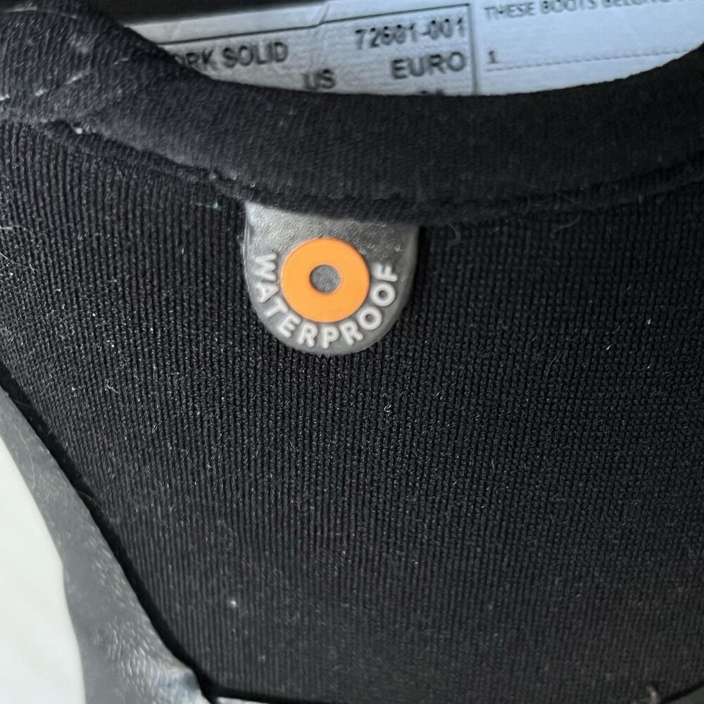 Bogs Little Kids York Solid Black Insulated Rain Boots Sz 8 Waterproof Snow Rain - Picture 12 of 13